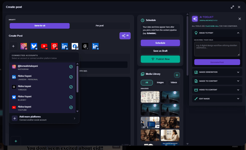 Postsiva — create once and publish to every connected social platform