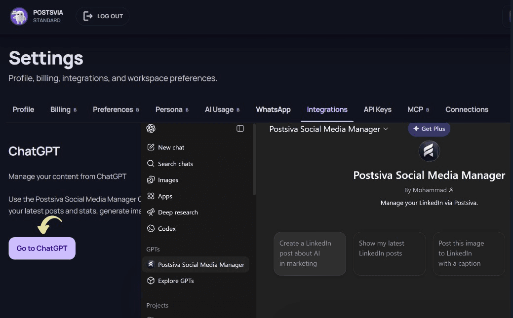 Postsiva GPT — ChatGPT Apps integration
